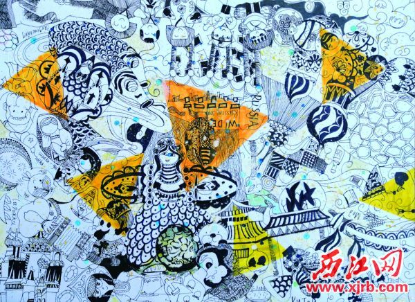 廣寧縣第五小學陳海倫作品《慶賀跨越國際的友
誼》，指導老師楊婷。
