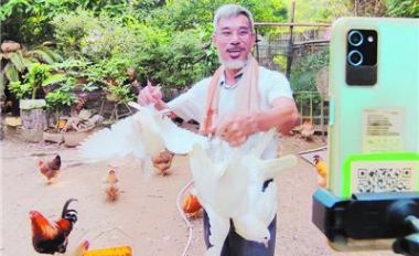 “胡須伯”直播賣雞成網紅 